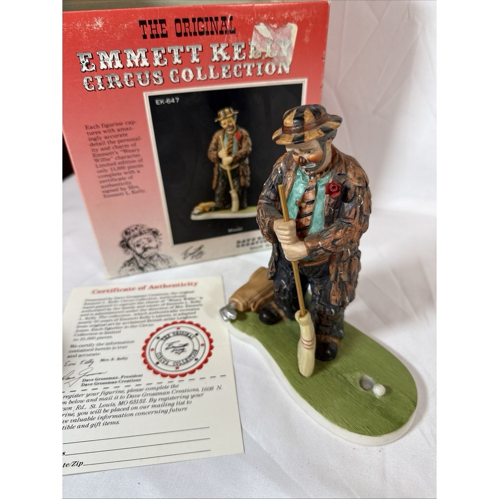 Vintage Emmett Kelly Missed Golfing Figurine Dave Grossman Box COA EK-647